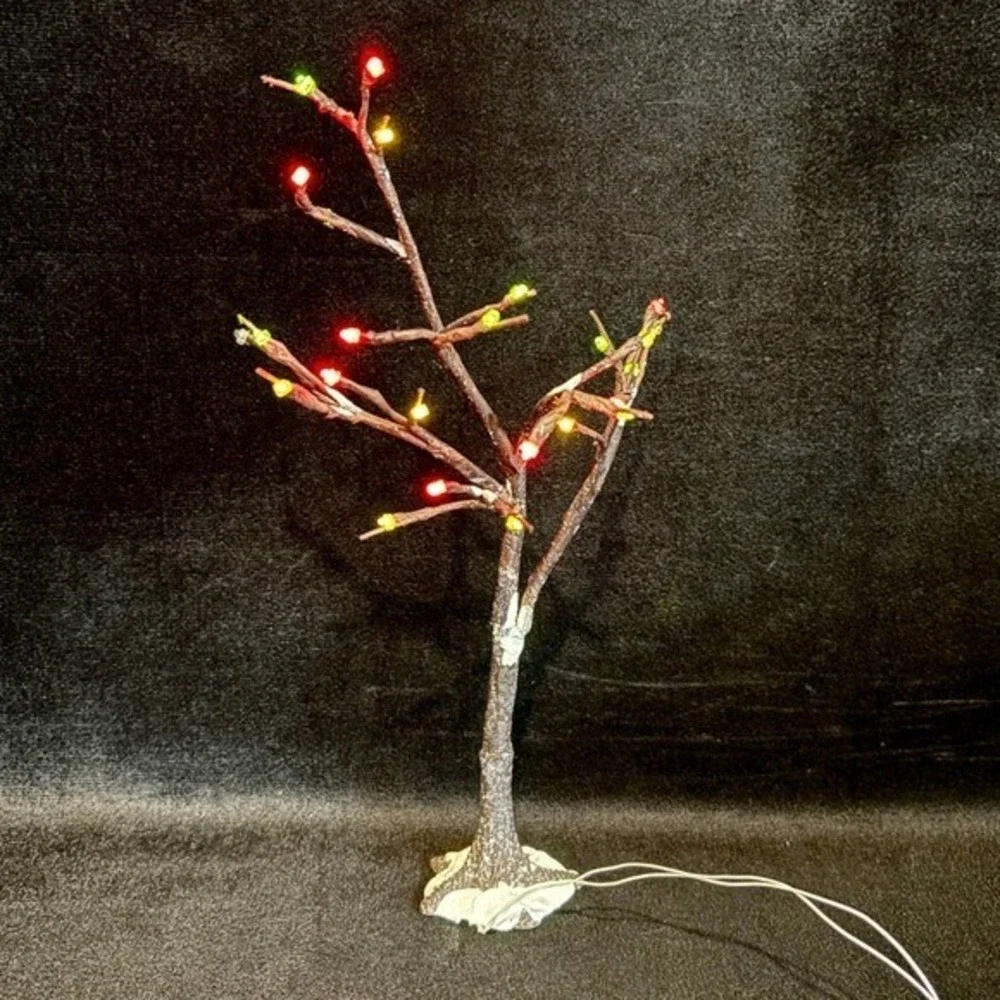 Dept‎ 56 Village Frosted Bare Branch Tree Multi Color Lights Steady or Flashing